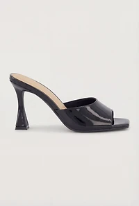Open Square Toe Spool Heel Mule Sandals