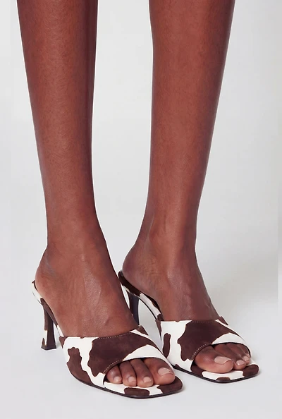 Open Square Toe Spool Heel Mule Sandals
