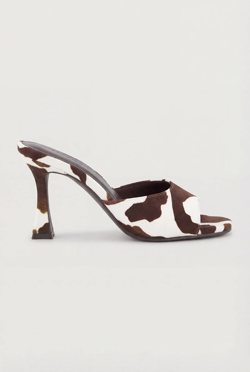 Open Square Toe Spool Heel Mule Sandals
