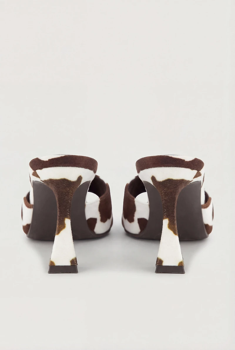 Open Square Toe Spool Heel Mule Sandals