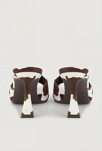 Open Square Toe Spool Heel Mule Sandals