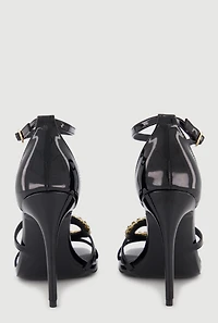 Rhinestone Snake Detail Ankle Strap Ultra High Heels