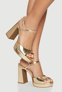 Open Toe Platform Block Heel Sandals