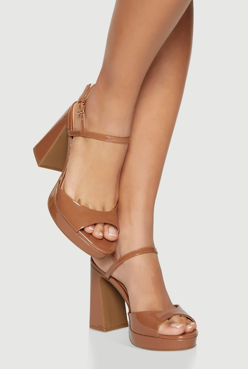 Open Toe Platform Block Heel Sandals