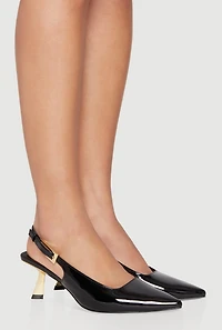 Womens Slingback Pointed Toe Slanted Mid Heels,
