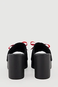 Block Heel Mule Sandals with Bow and Cherry Charm