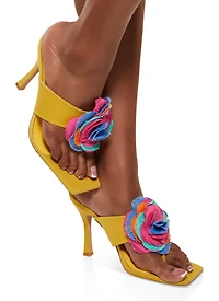 Cape Robbin Flower Detail High Heel Thong Sandals