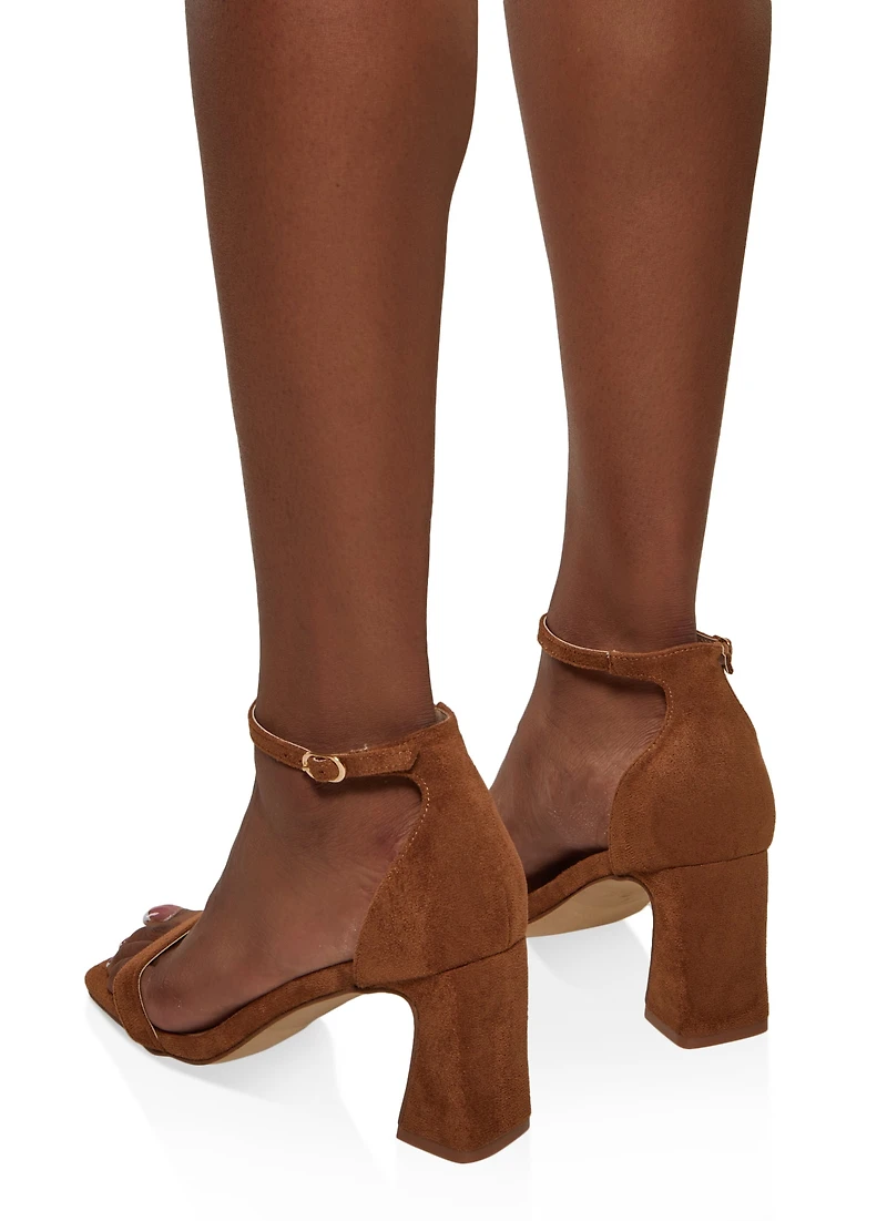 Square Toe Ankle Strap Block Heel Sandals