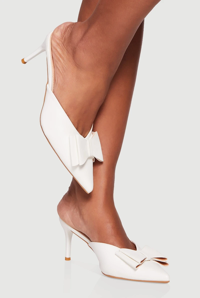 Chic Bow Pointy Toe Stiletto Mules