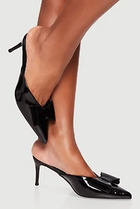 Womens Chic Bow Pointy Toe Stiletto Mules,