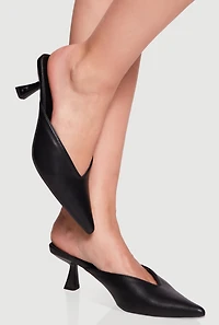 Womens Chic Pointy Toe Mid Heel Mules, Black, Size 10