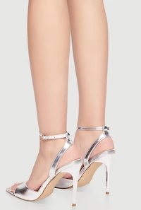 Pointed Open Toe Ankle Strap High Heels