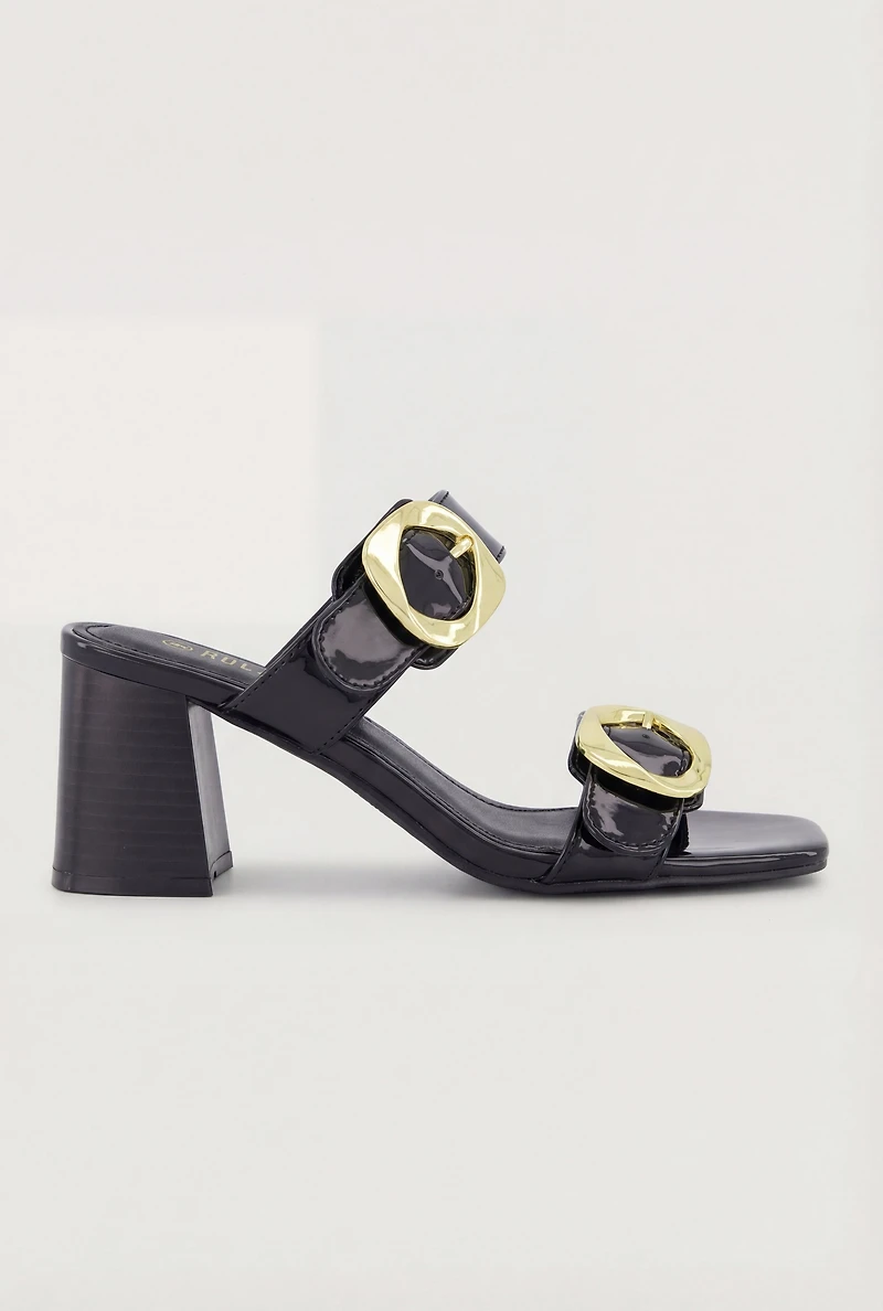 Double Buckle Band Block Heels