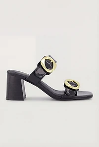 Double Buckle Band Block Heels