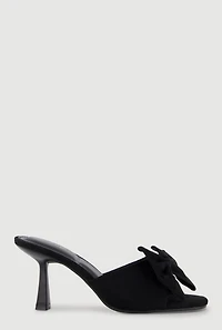 Bow Detail Open Toe Mid Heels