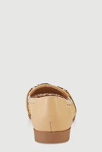 Metallic Detail Woven Almond Toe Loafers