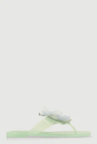 Womens Flower Detail Jelly Thong Sandals, Green, Size 10