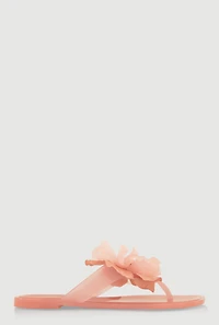 Flower Detail Jelly Thong Sandals