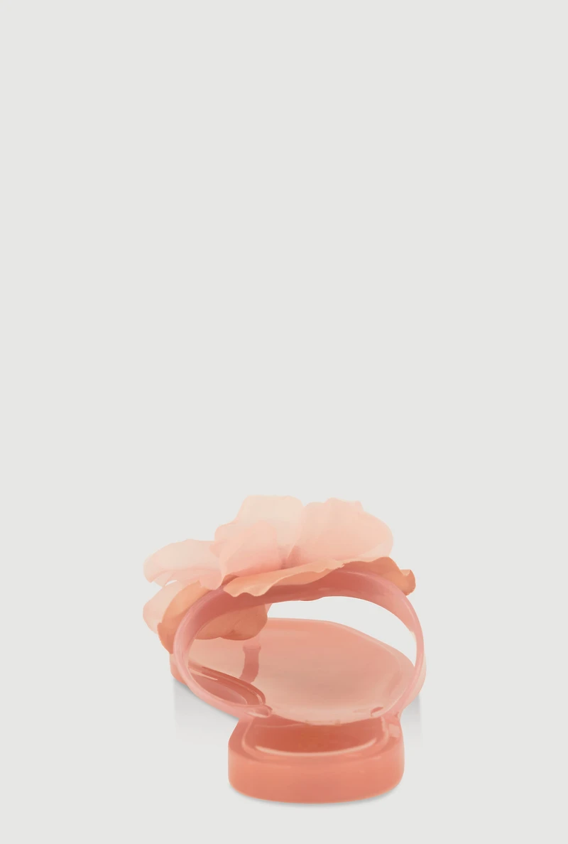 Flower Detail Jelly Thong Sandals