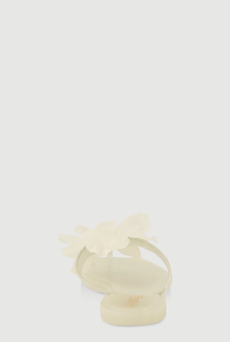 Womens Flower Detail Jelly Thong Sandals, 6