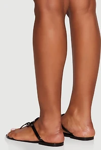 Womens Geometric Pendant Jelly Thong Sandals,