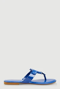 Womens Geometric Pendant Thong Sandals, Blue, Size 6