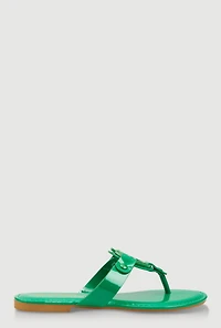 Womens Geometric Pendant Thong Sandals, Green, Size 11