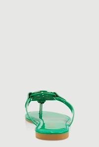 Womens Geometric Pendant Thong Sandals, Green, Size 11