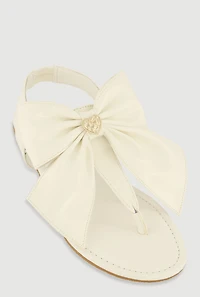 Metallic Heart Bow Corded Thong Sandals