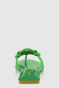 Womens Rhinestone Geometric Pendant Thong Sandals, Green, Size 10