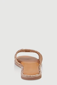 Rhinestone Embellished Cutout Band Slide Sandals