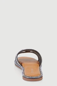 Rhinestone Embellished Cutout Band Slide Sandals