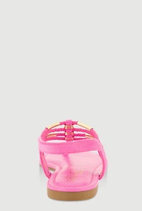 Womens Metallic Pendant Ankle Strap Thong Sandals, Pink, Size 7