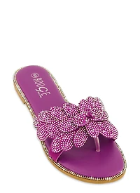 Rhinestone Studded Petal Thong Sandals