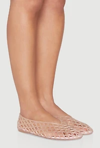 Womens Glitter Jelly Cut Out Flats,