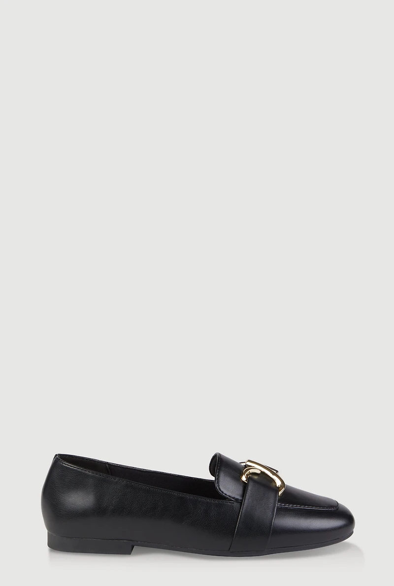 Womens Two Tone Pendant Detail Flats,