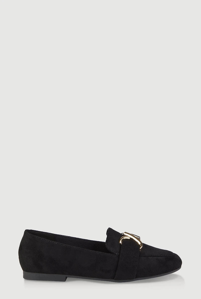 Womens Two Tone Pendant Detail Flats,