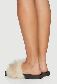 Faux Fur Band Slide Sandals