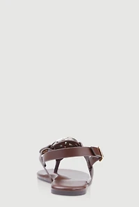 Womens Metallic Geometric Pendant Thong Sandals, Brown, Size 6