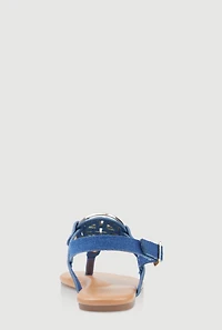 Metallic Geometric Pendant Thong Sandals