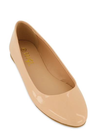 Womens Round Toe Flats, Beige, Size 5.5