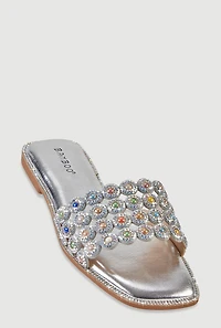 Gemstone Cutout Band Slide Sandals