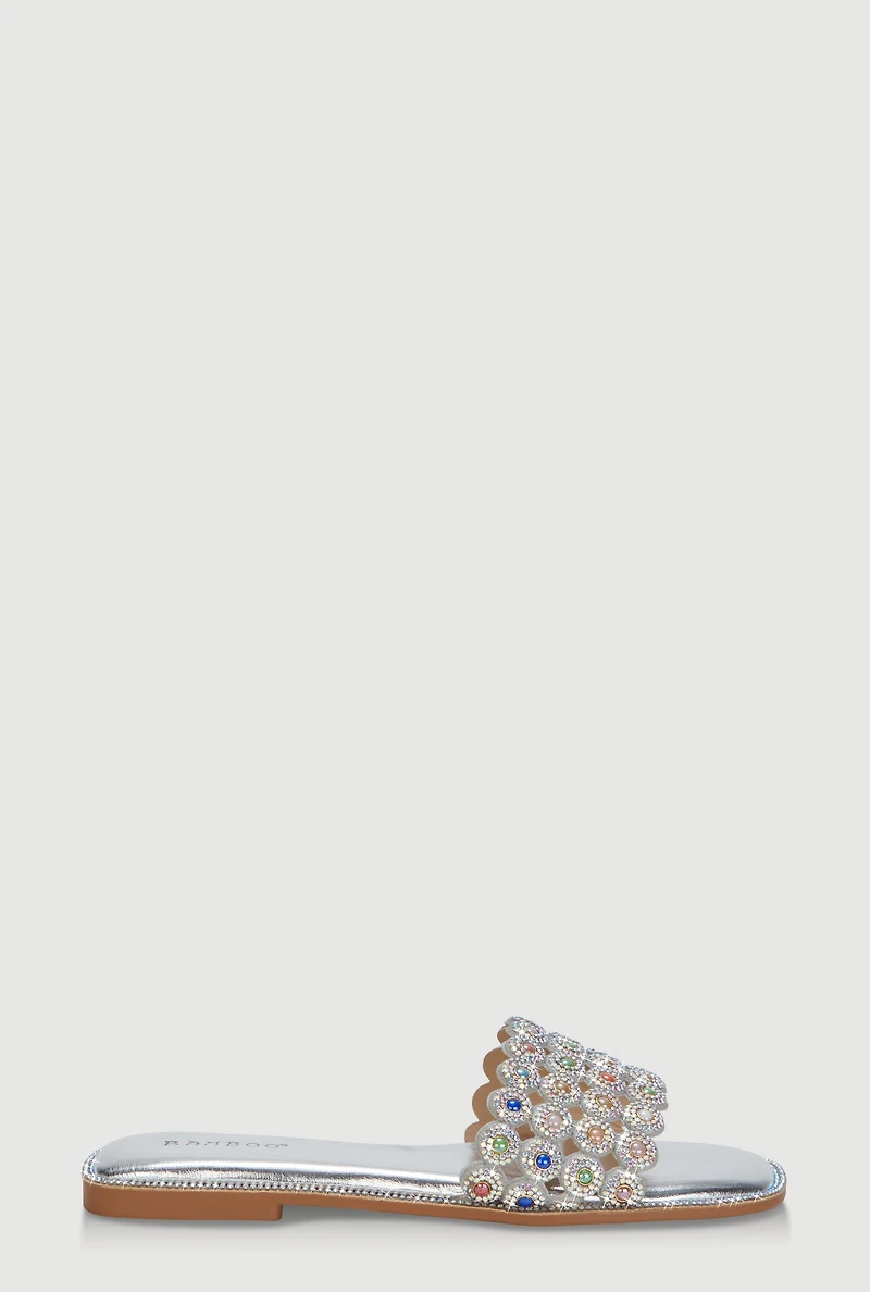 Gemstone Cutout Band Slide Sandals