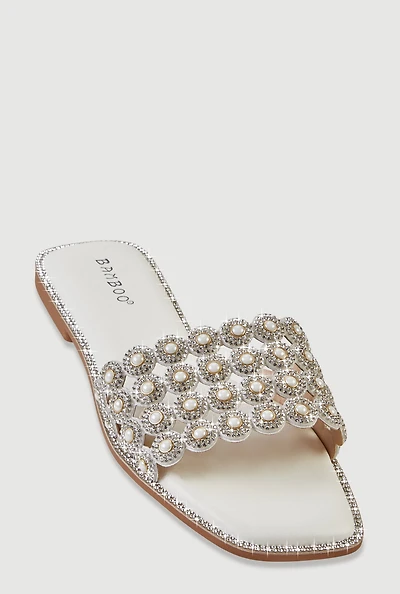Gemstone Cutout Band Slide Sandals