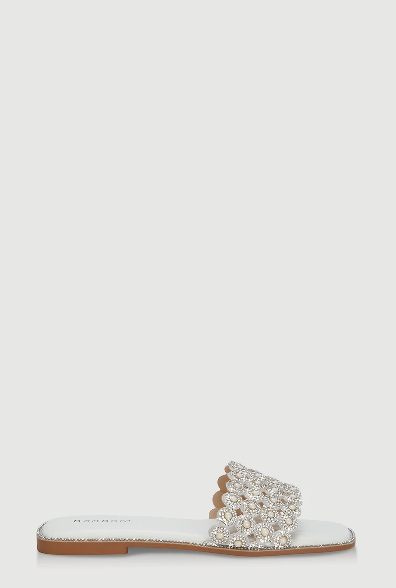 Gemstone Cutout Band Slide Sandals