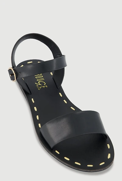 Womens Faux Leather Band Ankle Strap Sandals,
