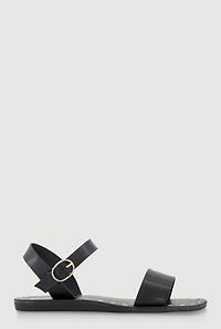 Womens Faux Leather Band Ankle Strap Sandals,