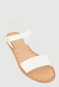 Faux Leather Band Ankle Strap Sandals