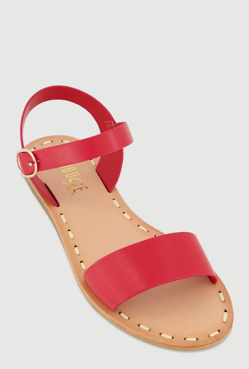 Faux Leather Band Ankle Strap Sandals