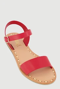 Faux Leather Band Ankle Strap Sandals